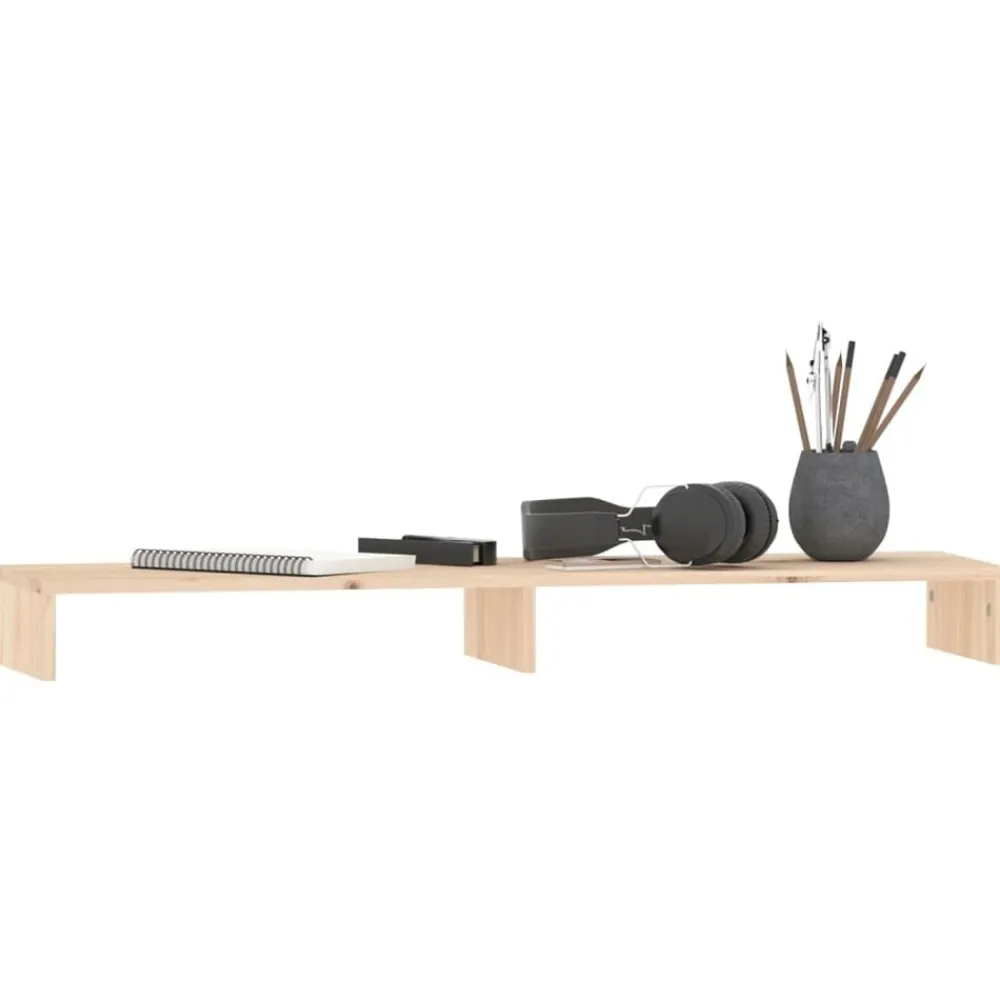 vidaXL Soporte para monitor madera maciza de pino 100x27x10 cm Natural Sale