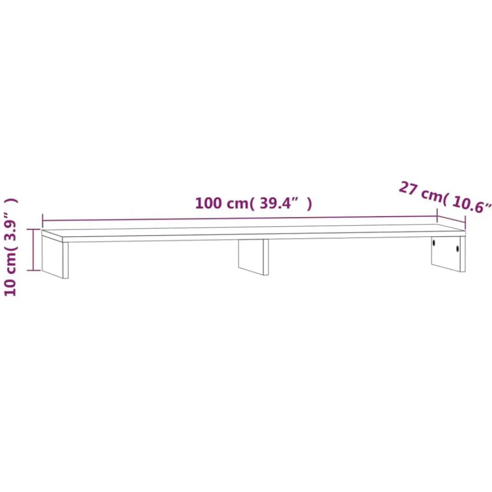 vidaXL Soporte para monitor madera maciza de pino 100x27x10 cm Natural Sale