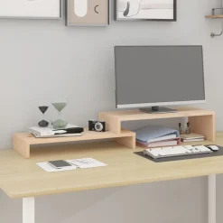 vidaXL Soporte para monitor madera maciza de pino (52-101)x22x14 cm Natural Online