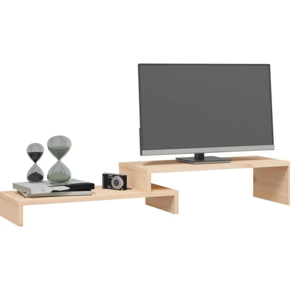 vidaXL Soporte para monitor madera maciza de pino (52-101)x22x14 cm Natural Online