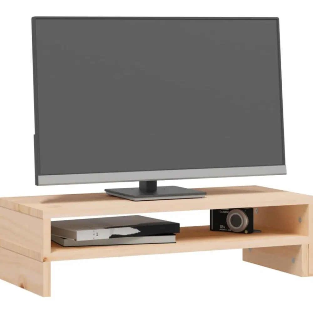 vidaXL Soporte para monitor madera maciza de pino (52-101)x22x14 cm Natural Online