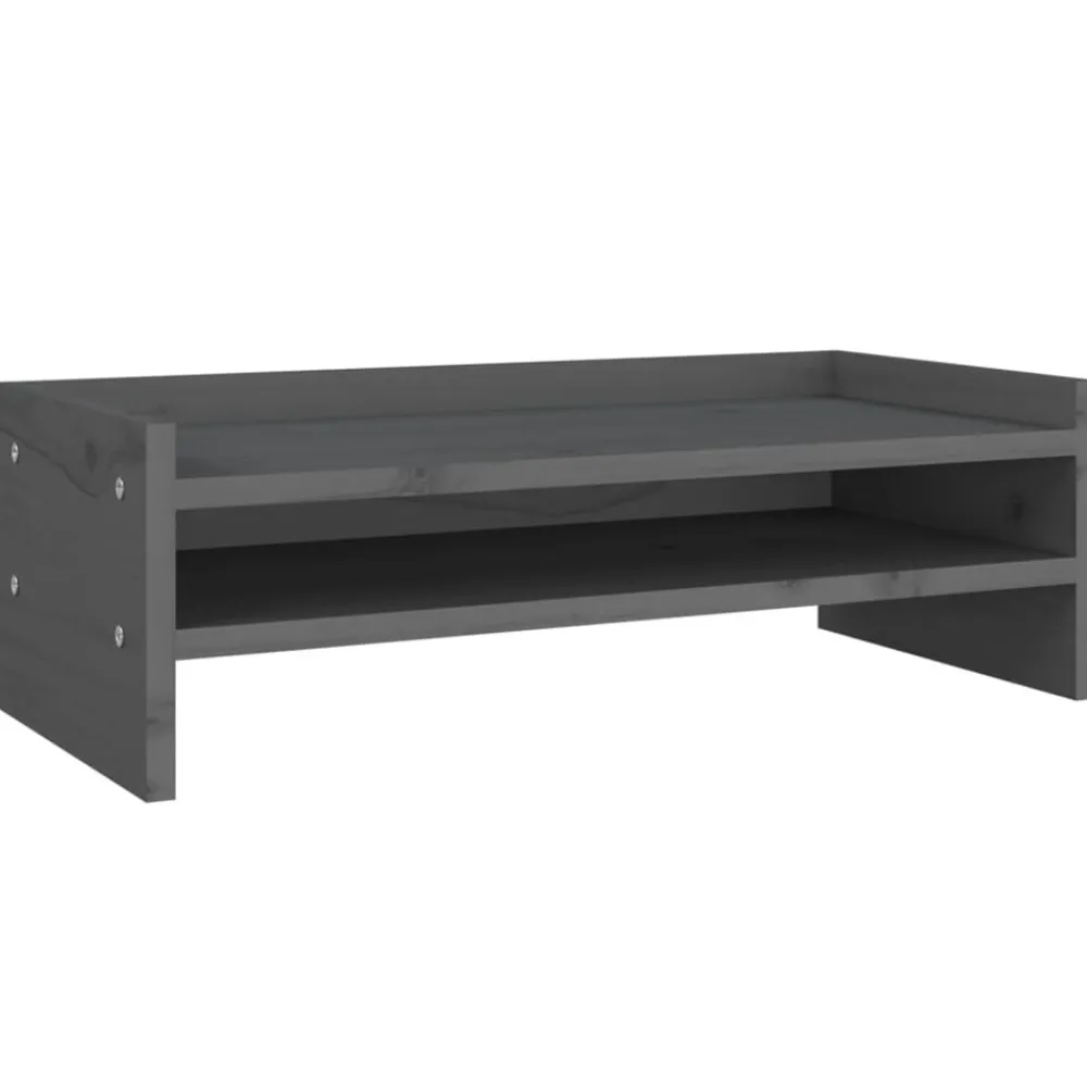 vidaXL Soporte para monitor madera maciza de pino 50x24x16 cm Gris Discount