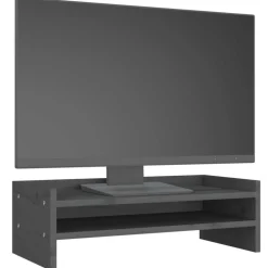 vidaXL Soporte para monitor madera maciza de pino 50x24x16 cm Gris Discount