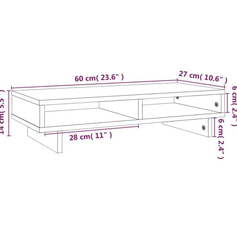 vidaXL Soporte para monitor madera maciza pino marrón miel 60x27x14 cm Marrón miel Hot