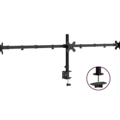 vidaXL Electrónica-Soporte para monitor triple acero negro VESA 75/100 mm