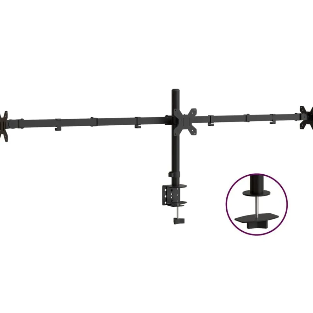 vidaXL Electrónica-Soporte para monitor triple acero negro VESA 75/100 mm
