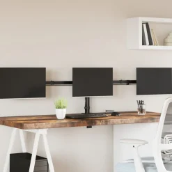 vidaXL Electrónica-Soporte para monitor triple acero negro VESA 75/100 mm