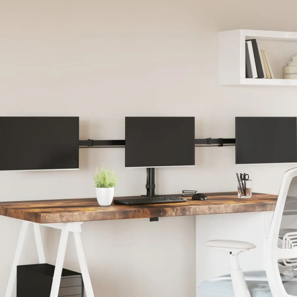 vidaXL Electrónica-Soporte para monitor triple acero negro VESA 75/100 mm