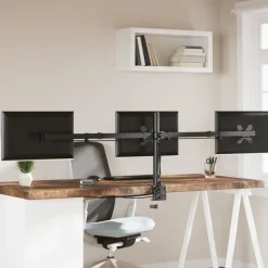 vidaXL Electrónica-Soporte para monitor triple acero negro VESA 75/100 mm