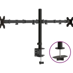 vidaXL Electrónica-Soporte para monitor doble acero negro VESA 75/100 mm