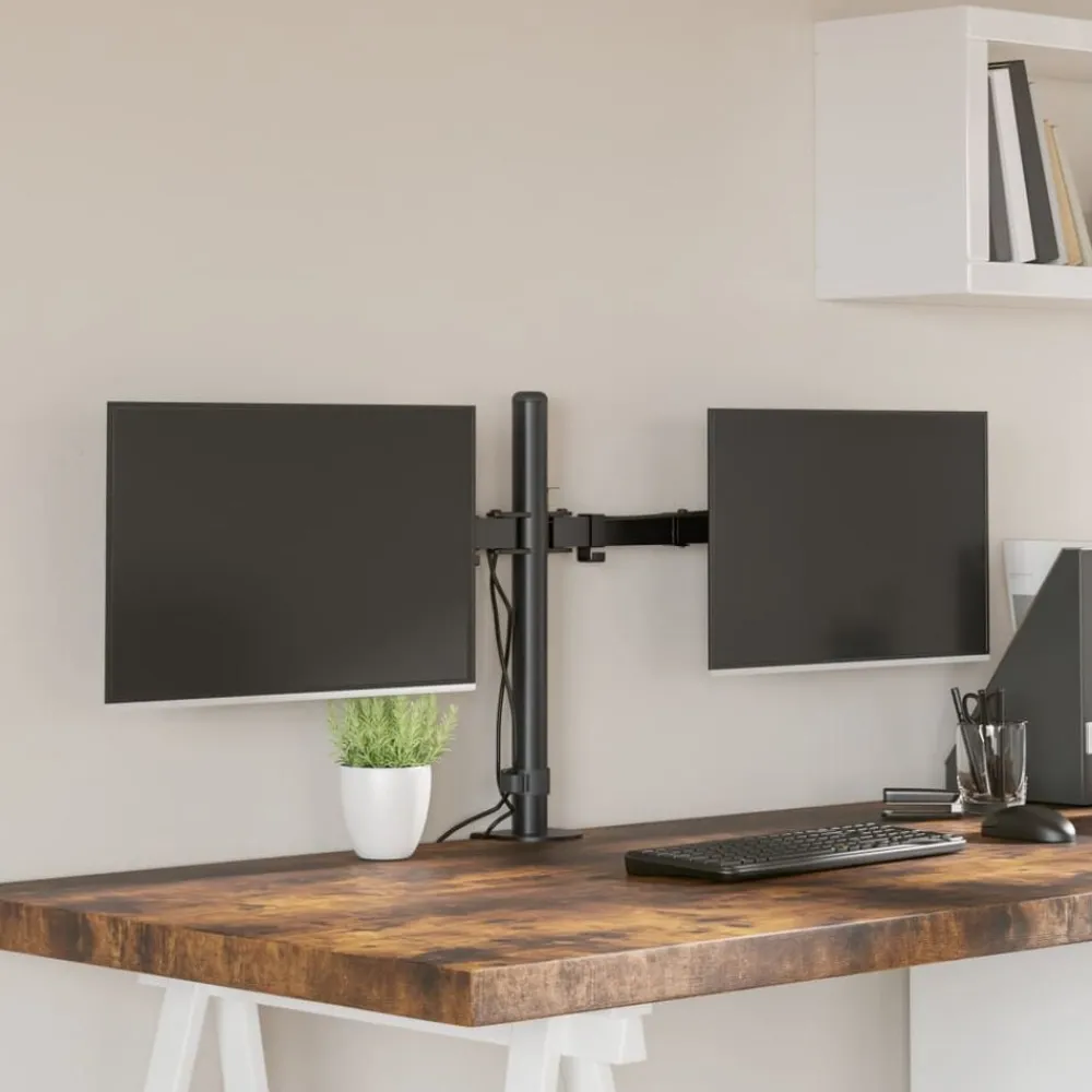 vidaXL Electrónica-Soporte para monitor doble acero negro VESA 75/100 mm