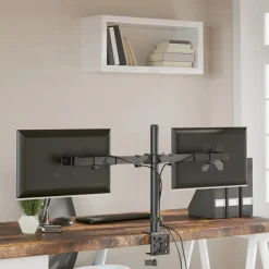 vidaXL Electrónica-Soporte para monitor doble acero negro VESA 75/100 mm