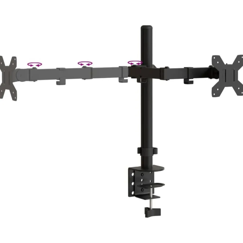 vidaXL Electrónica-Soporte para monitor doble acero negro VESA 75/100 mm
