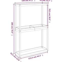 vidaXL Soporte para neumáticos madera maciza de pino 120x40x180 cm Natural Discount