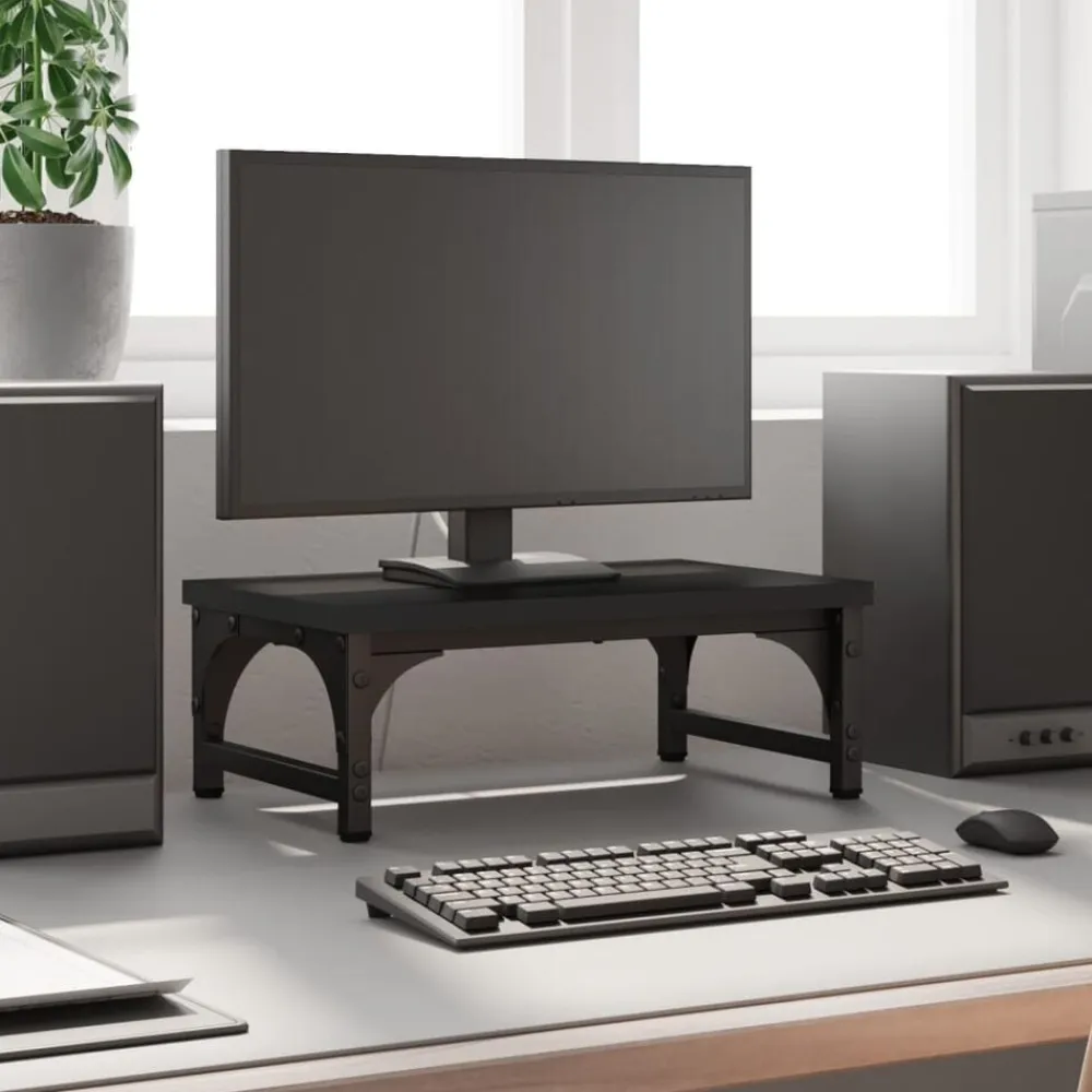 vidaXL Soporte para pantalla madera de ingeniería 37x23x14 cm Negro Discount