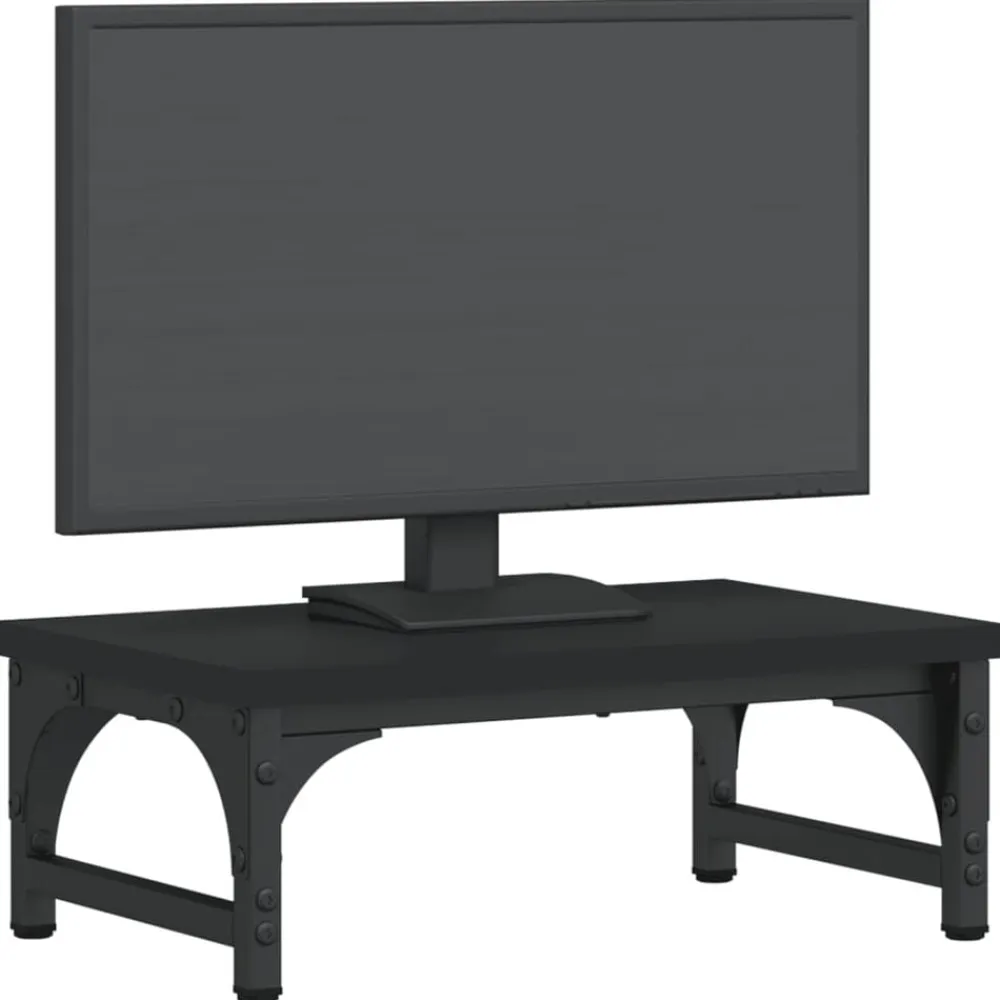 vidaXL Soporte para pantalla madera de ingeniería 37x23x14 cm Negro Discount