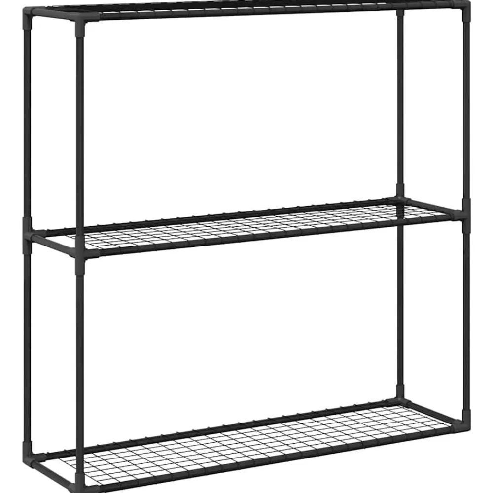vidaXL Jardín-Soporte para plantas de 3 niveles Negro 100 x 32 x 102 cm Acero