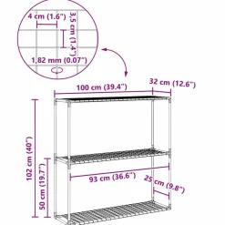 vidaXL Jardín-Soporte para plantas de 3 niveles Negro 100 x 32 x 102 cm Acero