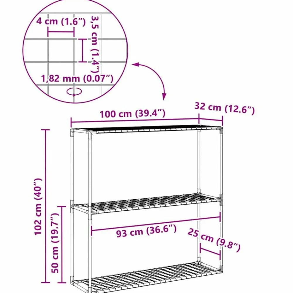 vidaXL Jardín-Soporte para plantas de 3 niveles Negro 100 x 32 x 102 cm Acero