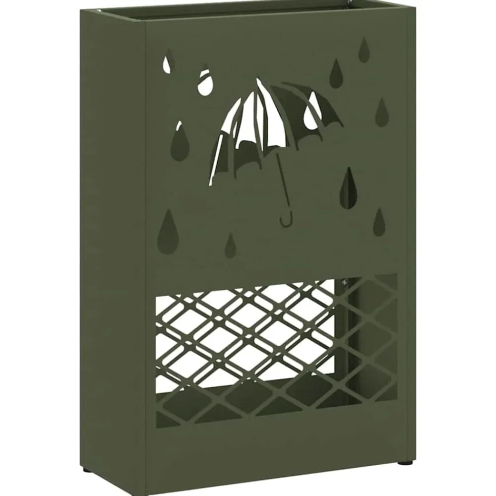 vidaXL Soporte para sombrilla 28 x 12 x 41 cm Acero Verde oliva Online