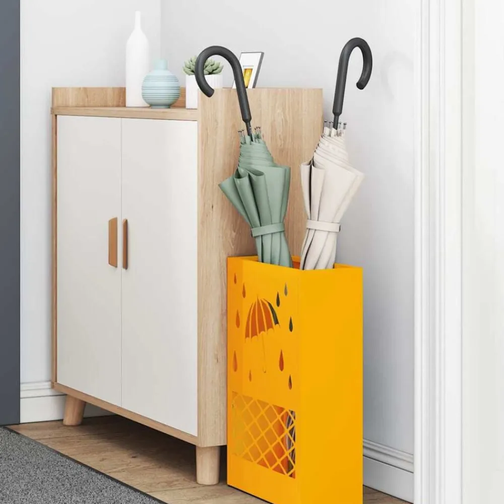vidaXL Soporte para sombrilla 28 x 12 x 41 cm Acero Amarillo mostaza New