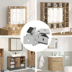 vidaXL Accesorios De Bricolaje-Soporte para Sostener Espejo 2 pcs Níquel 35 x 30 x 8,3 mm