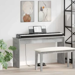 vidaXL Arte Y Ocio-Soporte para teclado Gris Concreto 120 x 32 x 64 cm