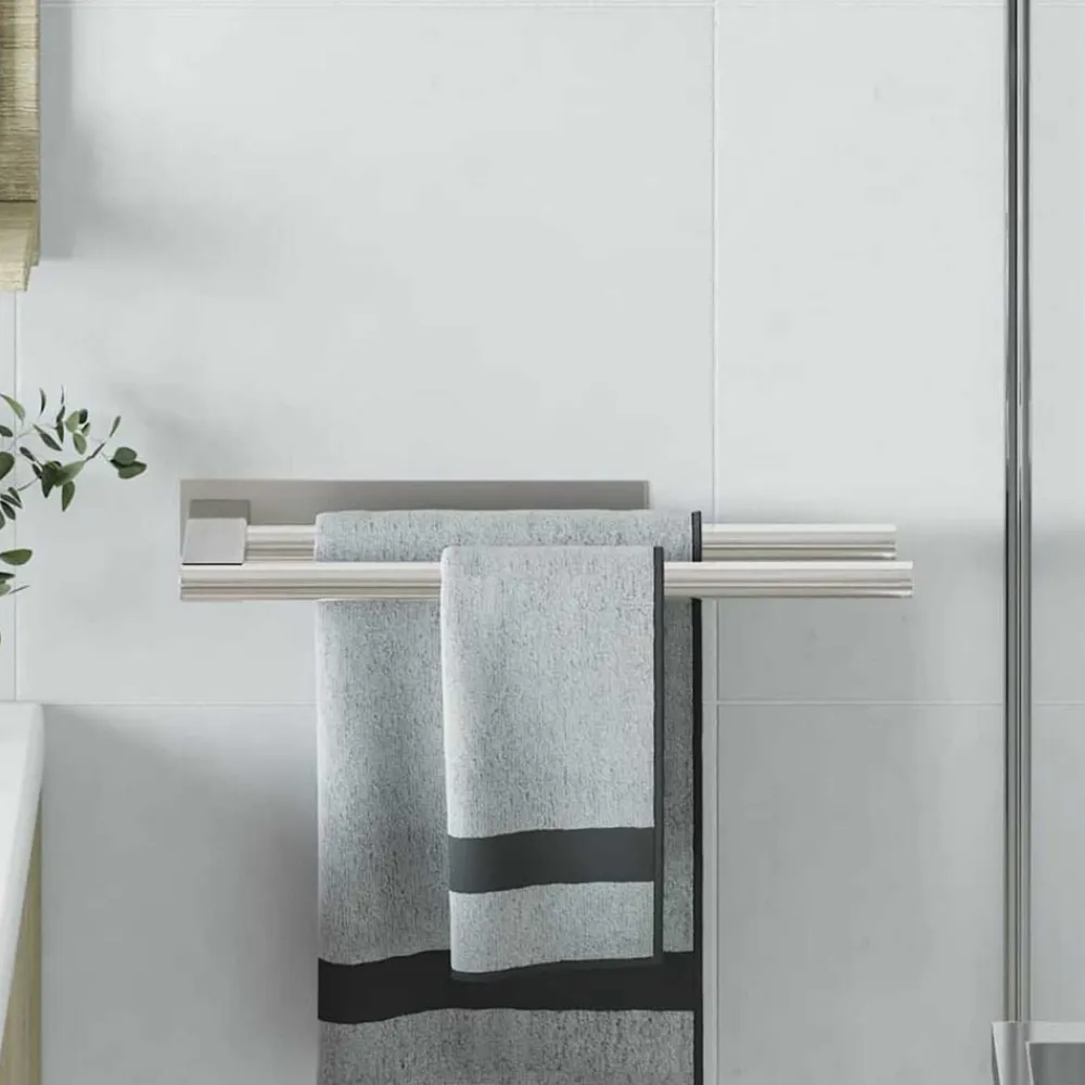 vidaXL Soporte para toallas 40 x 9 x 4 cm Acero inoxidable Plateado Hot