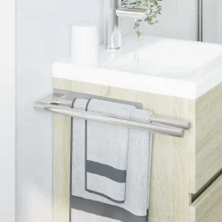 vidaXL Soporte para toallas 40 x 9 x 4 cm Acero inoxidable Plateado Hot