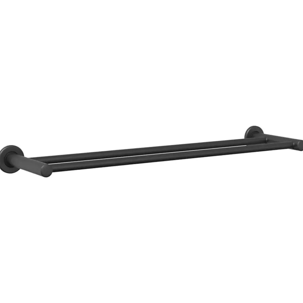 vidaXL Soporte para toallas Negro 61 x 14,5 x 5 cm Acero inoxidable New