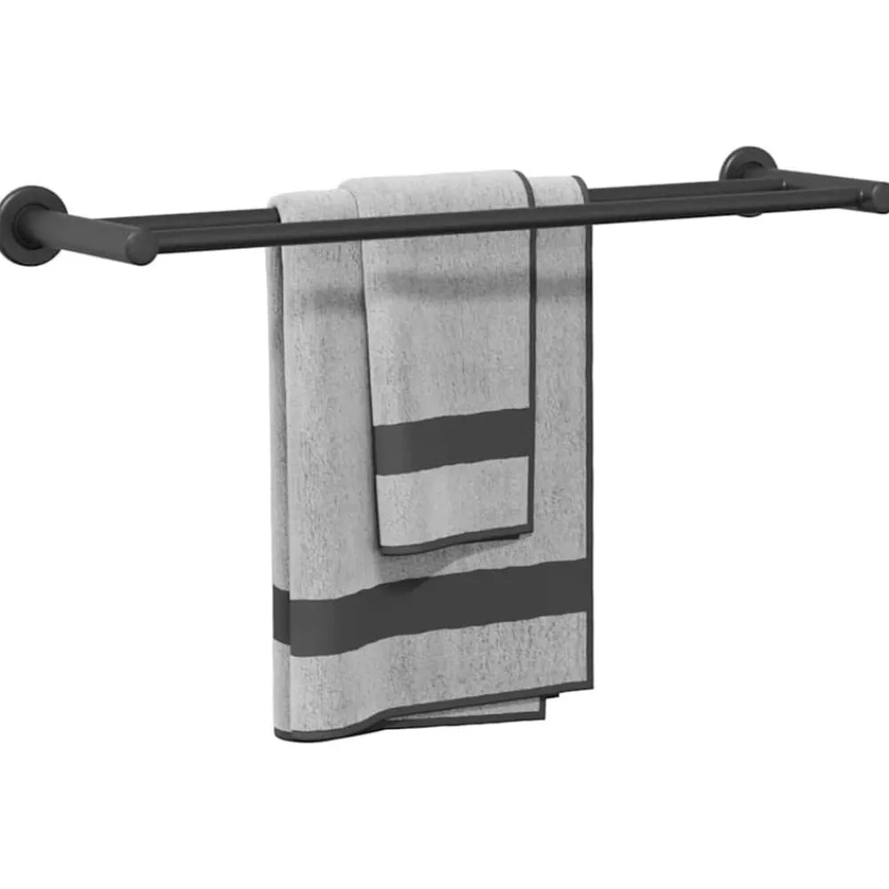 vidaXL Soporte para toallas Negro 61 x 14,5 x 5 cm Acero inoxidable New