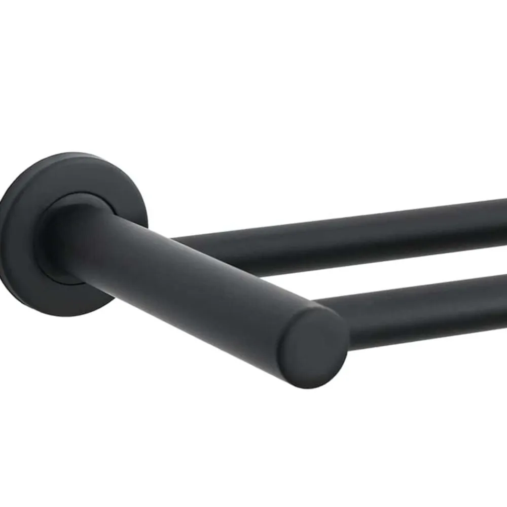 vidaXL Soporte para toallas Negro 61 x 14,5 x 5 cm Acero inoxidable New