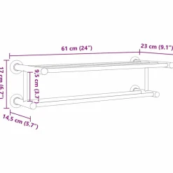 vidaXL Soporte para toallas Negro 61 x 23 x 17 cm Acero inoxidable New