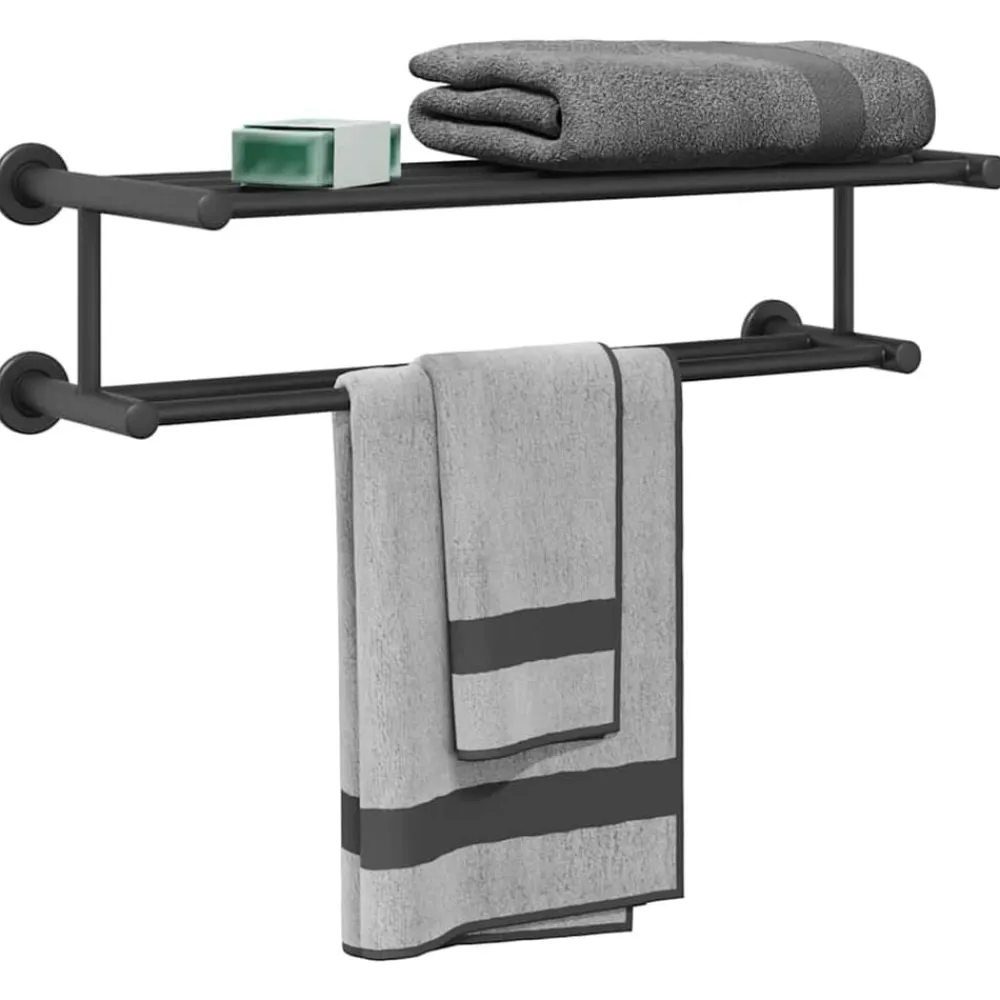vidaXL Soporte para toallas Negro 61 x 23 x 17 cm Acero inoxidable New
