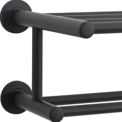 vidaXL Soporte para toallas Negro 61 x 23 x 17 cm Acero inoxidable New