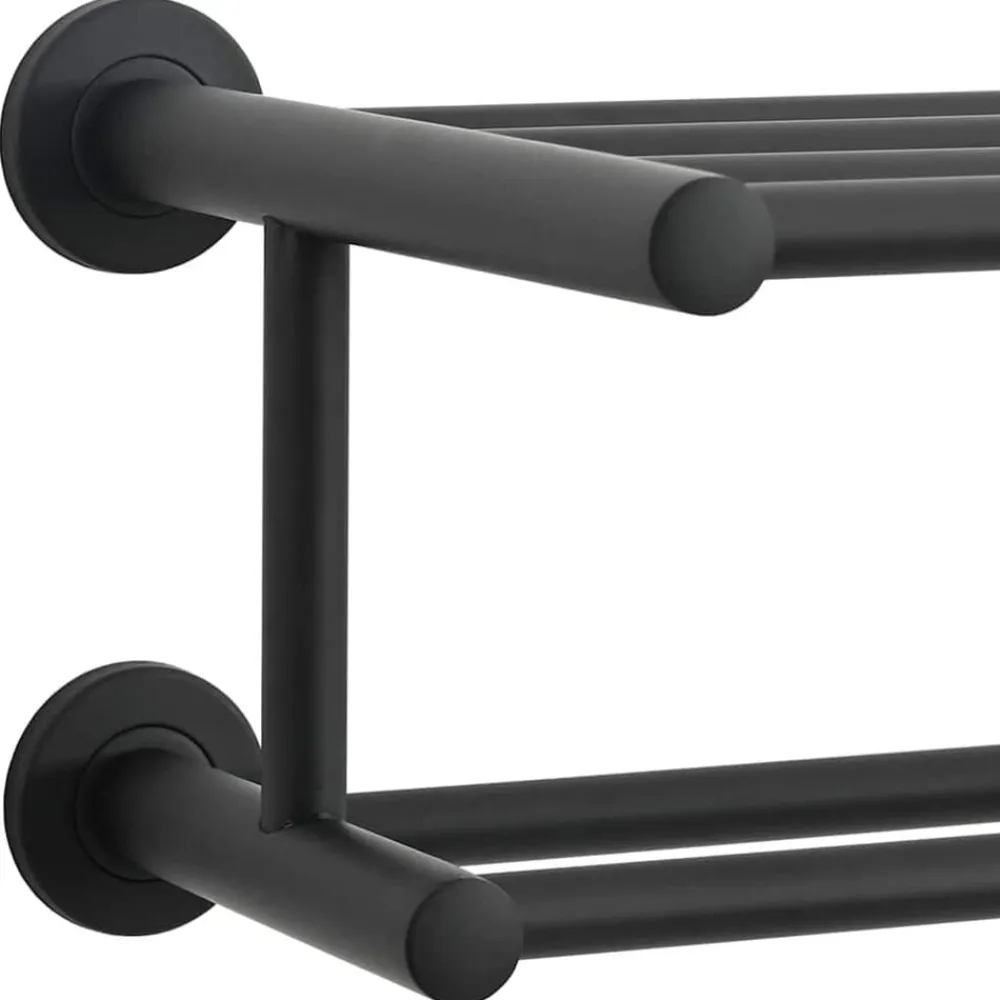 vidaXL Soporte para toallas Negro 61 x 23 x 17 cm Acero inoxidable New