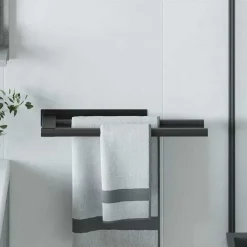 vidaXL Soporte para toallas 40 x 9 x 4 cm Acero inoxidable Negro
