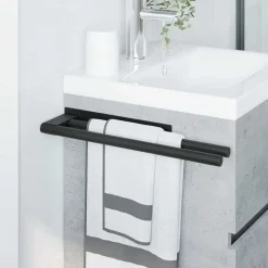 vidaXL Soporte para toallas 40 x 9 x 4 cm Acero inoxidable Negro