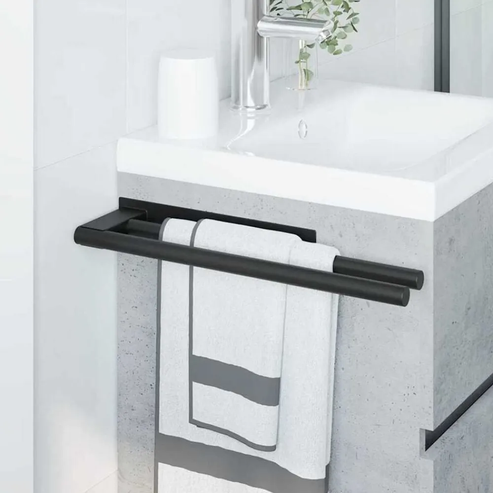 vidaXL Soporte para toallas 40 x 9 x 4 cm Acero inoxidable Negro