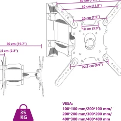 vidaXL Electrónica-Soporte pared TV pantalla 32''-55'' Max VESA 400x400 mm 35 kg