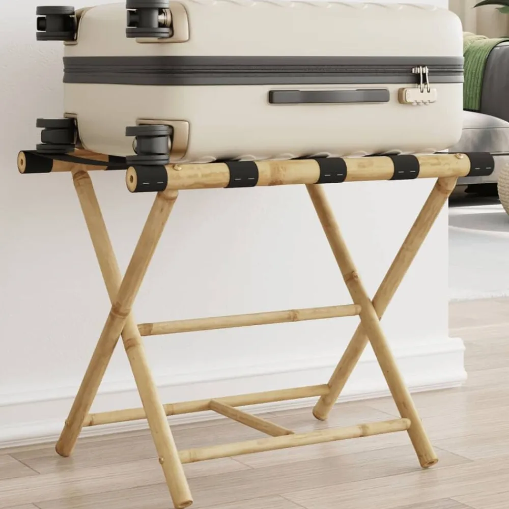 vidaXL Soporte plegable para maletas bambú 62x42x50,5 cm Hot