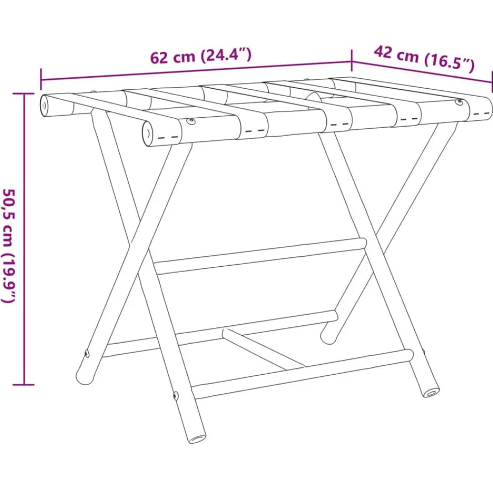 vidaXL Soporte plegable para maletas bambú 62x42x50,5 cm Hot
