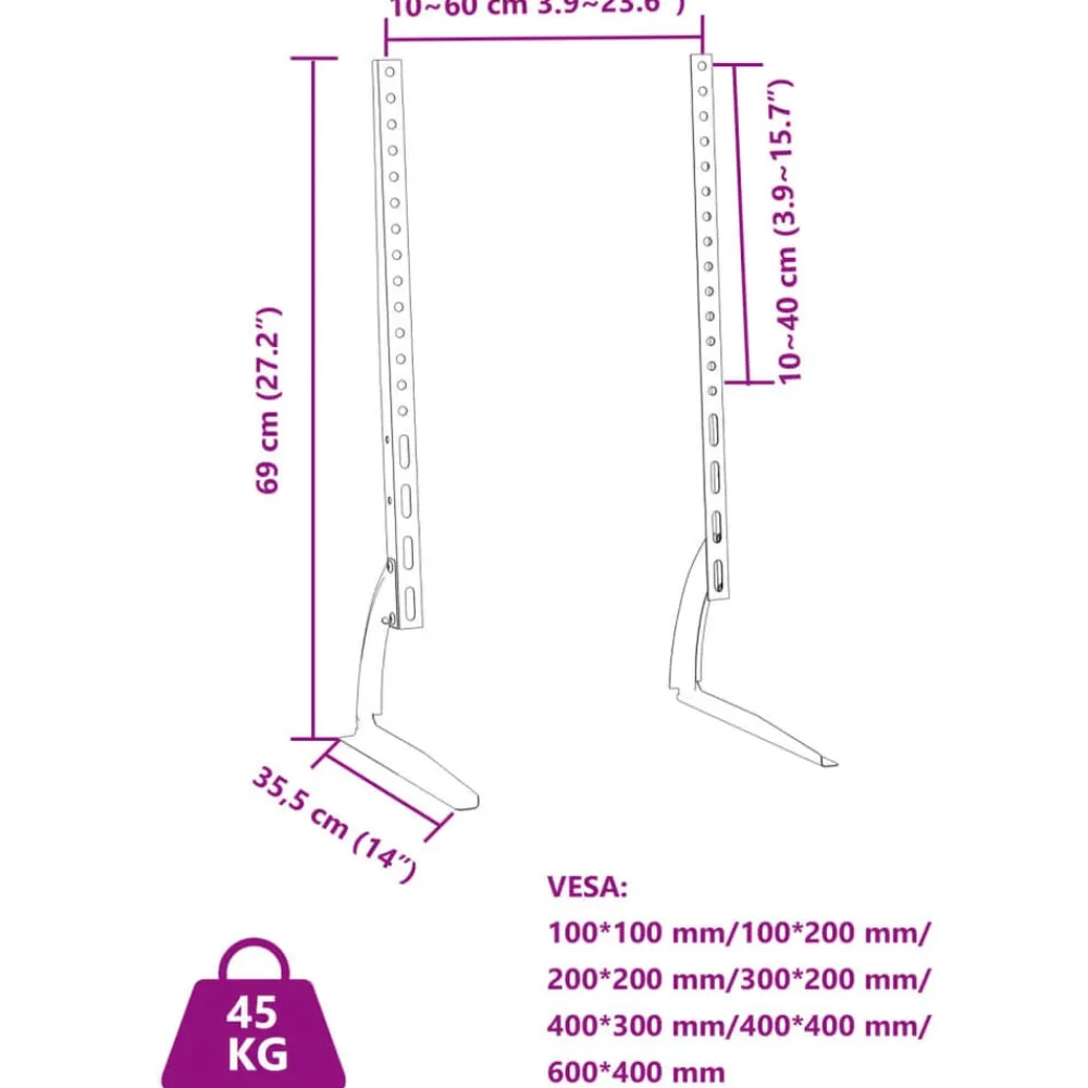 vidaXL Soporte TV con ruedas pantalla 37-75'' Max VESA 600x400 mm 45kg Online