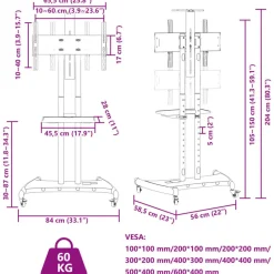 vidaXL Electrónica-Soporte TV con ruedas pantalla 32-70'' Max VESA 600x400mm 60kg