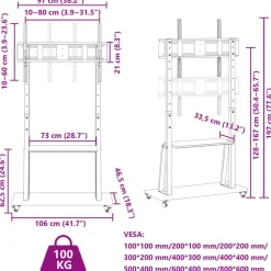 vidaXL Soporte TV con ruedas pantalla 32-90'' Max VESA 800x600mm 100kg