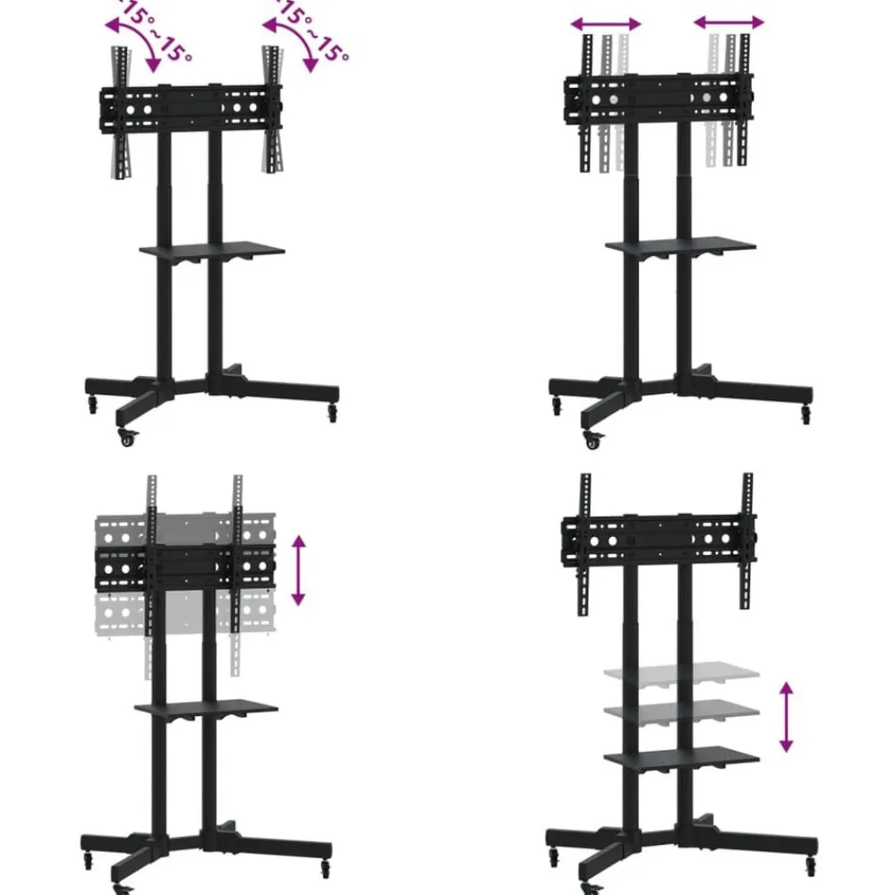 vidaXL Electrónica-Soporte TV con ruedas pantalla 32-70'' Max VESA 600x400mm 50kg