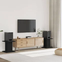 vidaXL Soportes altavoces 2 uds madera ingeniería 30x30x40 cm Negro New