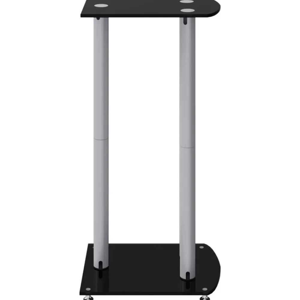 vidaXL Soportes altavoces 2 uds vidrio templado plata negro 3 pilares Negro y plateado Outlet
