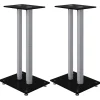 vidaXL Electrónica-Soportes altavoces 2 ud vidrio templado negro y plata 3 pilares
