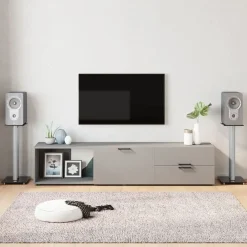 vidaXL Electrónica-Soportes altavoces 2 ud vidrio templado negro y plata 3 pilares